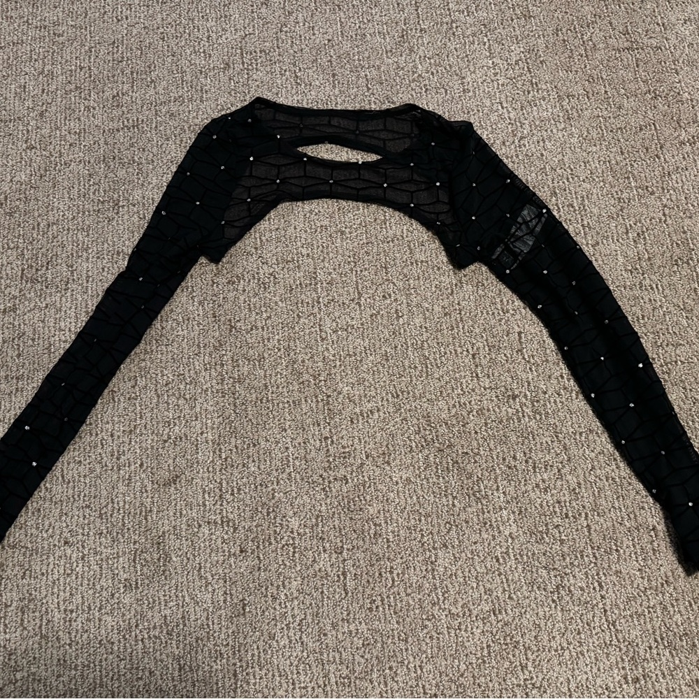 Black Sheer Long Sleeve Top